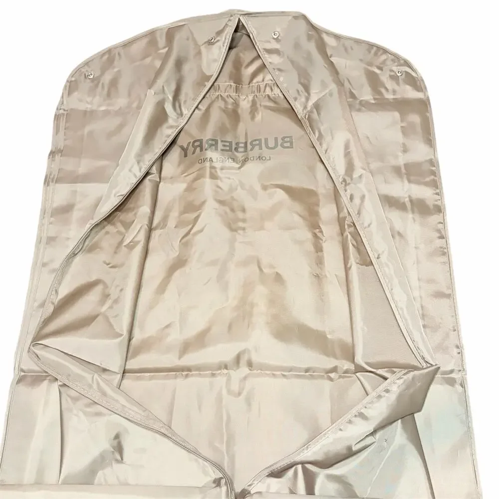 Authentic Burberry Garment Bag Travel Suit Cover in Dark Tan Gold Tone Nylon